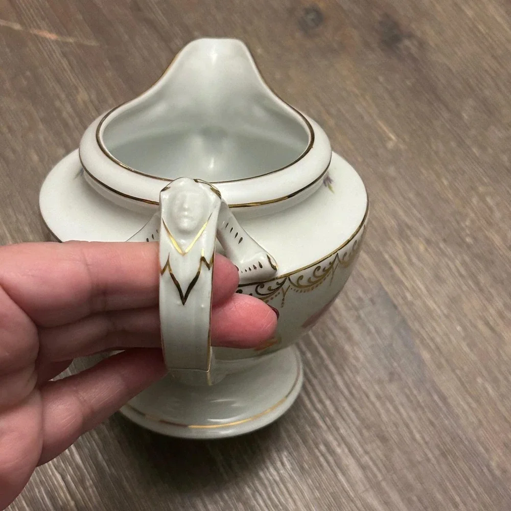 Vintage‎ porcelain Floral Creamer White Gold Gilt Rosenthal Empire